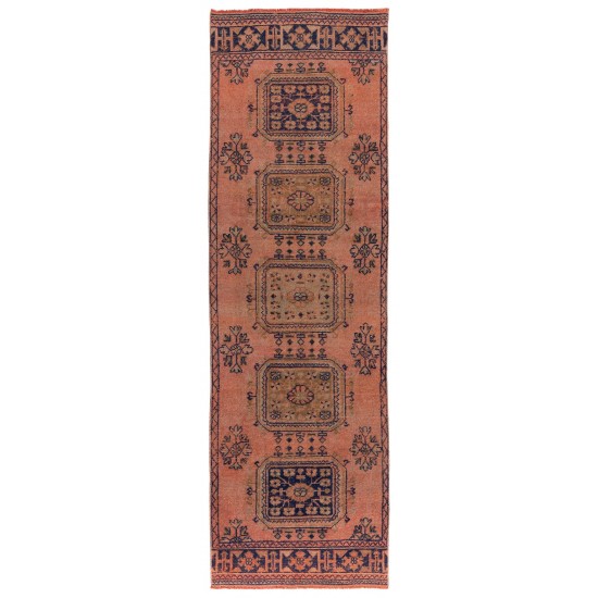 One of a Pair Anatolian Runner Rug for Hallway. Vintage Corridor Carpet, 100% Wool