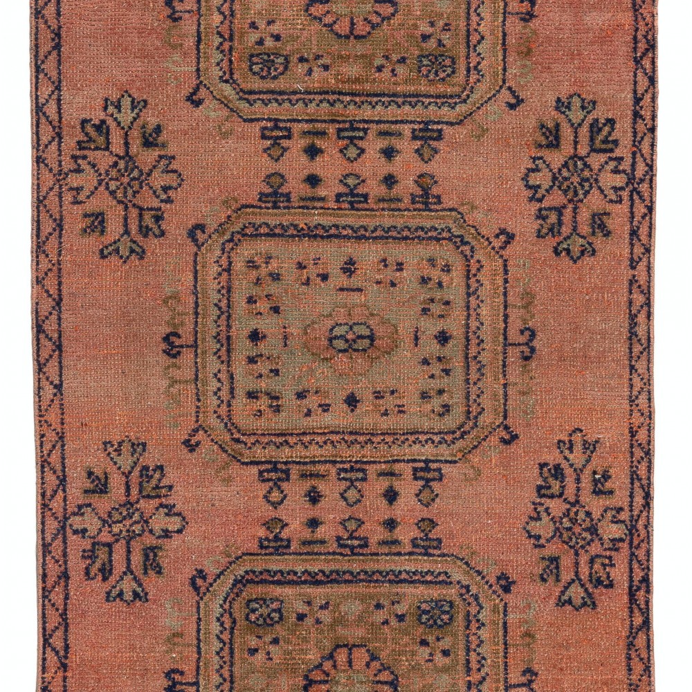 One of a Pair Handmade Anatolian Runner Rug for Hallway. Vintage Corridor Carpet, 100% Wool