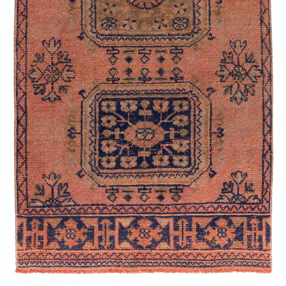 One of a Pair Handmade Anatolian Runner Rug for Hallway. Vintage Corridor Carpet, 100% Wool