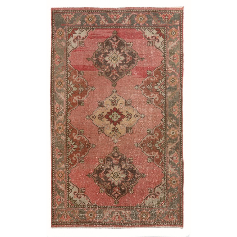 Vintage Handmade Oushak Rug, Soft Earthy Colors, Wool Carpet, Floor Covering