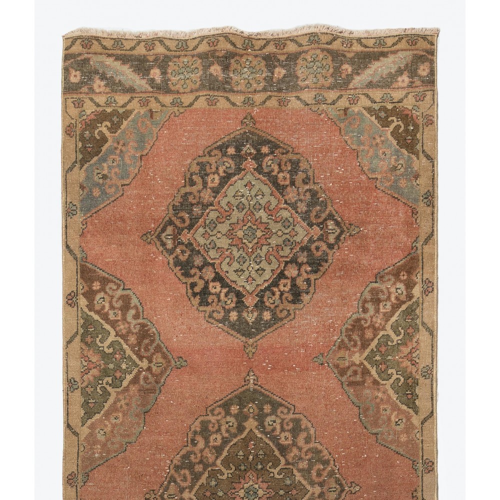 Authentic Handmade Vintage Turkish Village Runner Rug for Hallway