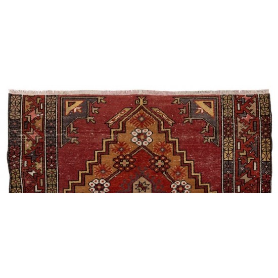 Handmade Turkish Wool Rug in Warm Colors with Vintage Charm