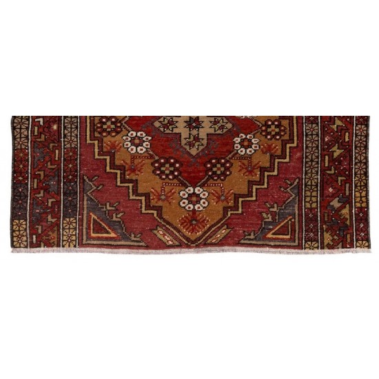 Handmade Turkish Wool Rug in Warm Colors with Vintage Charm