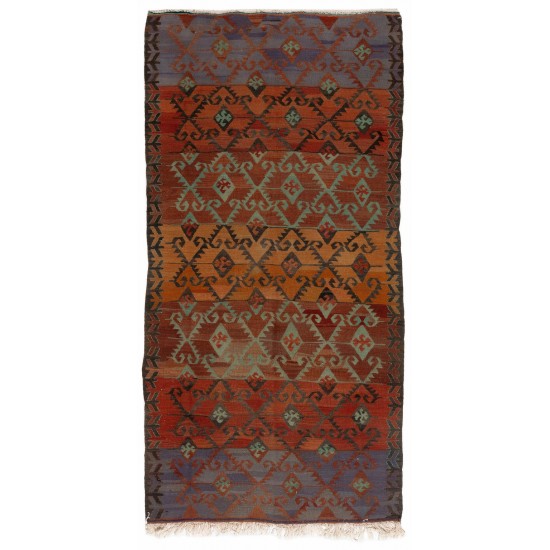 Vintage Turkish Kilim with Geometric Design. %100 Wool