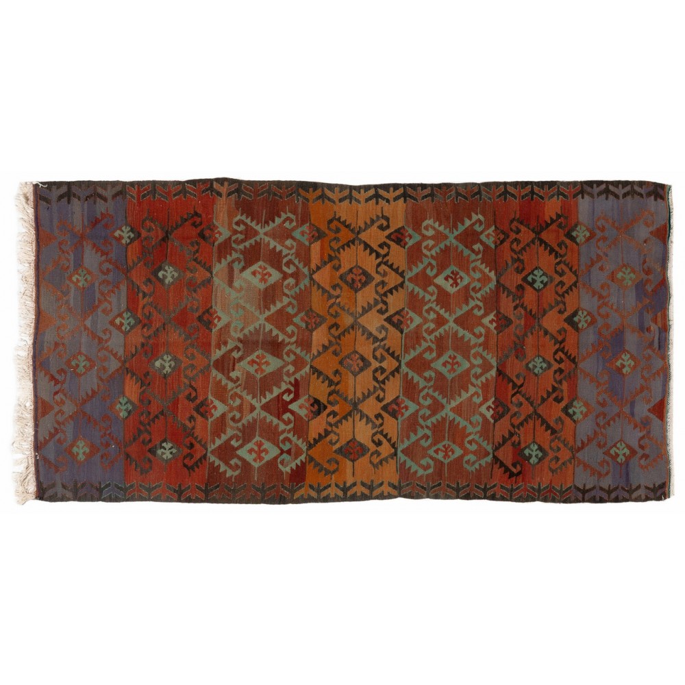 Vintage Turkish Kilim with Geometric Design. %100 Wool