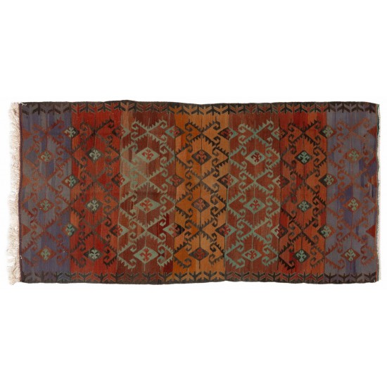 Vintage Turkish Kilim with Geometric Design. %100 Wool
