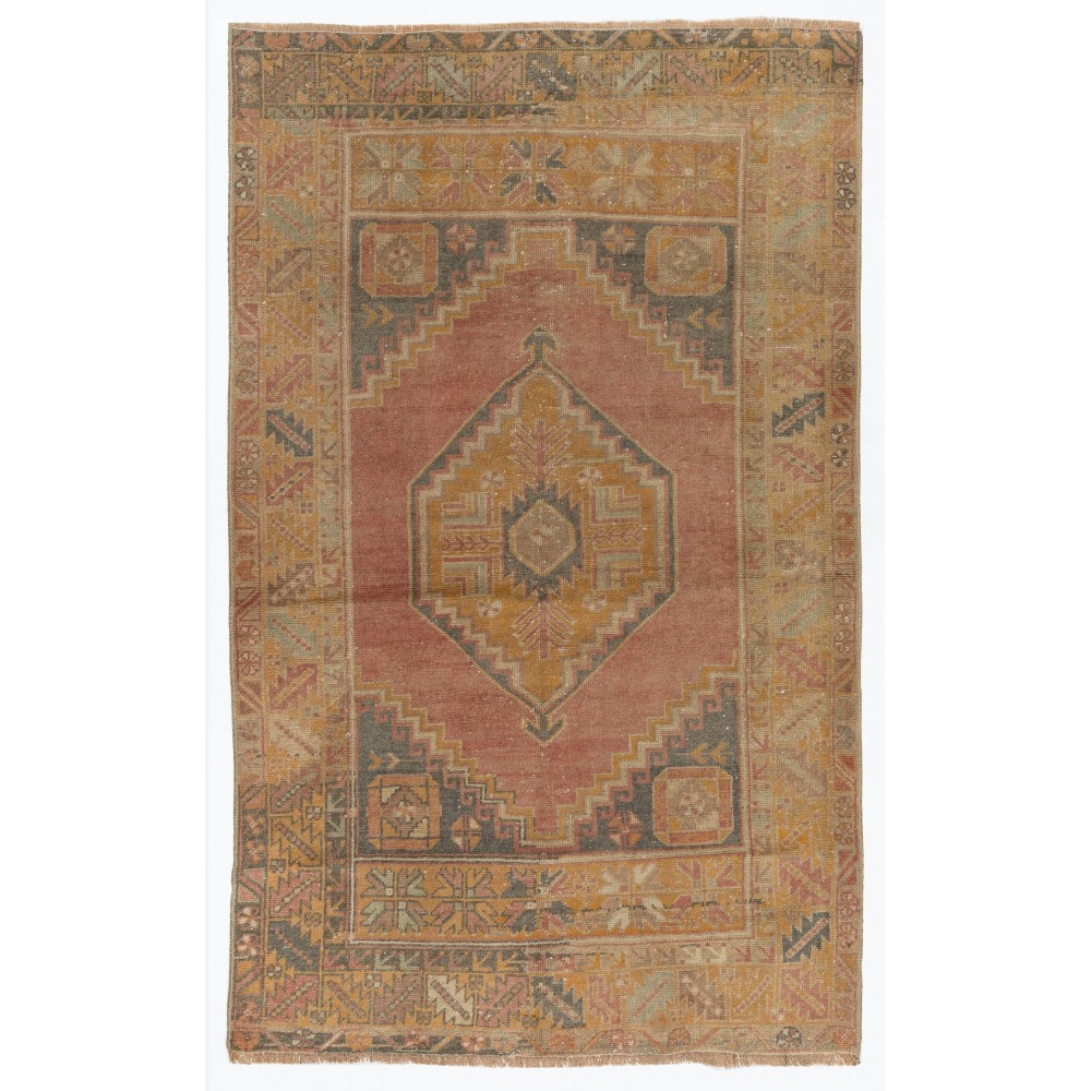 Hand-Knotted Vintage Turkish Accent Rug for Home & Office