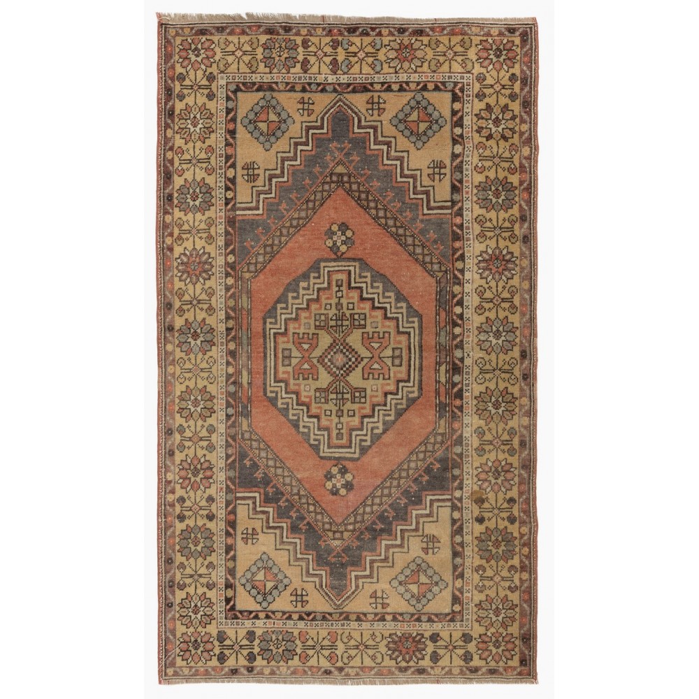 Vintage Oriental Rug Handmade Wool Carpet with Tribal Style