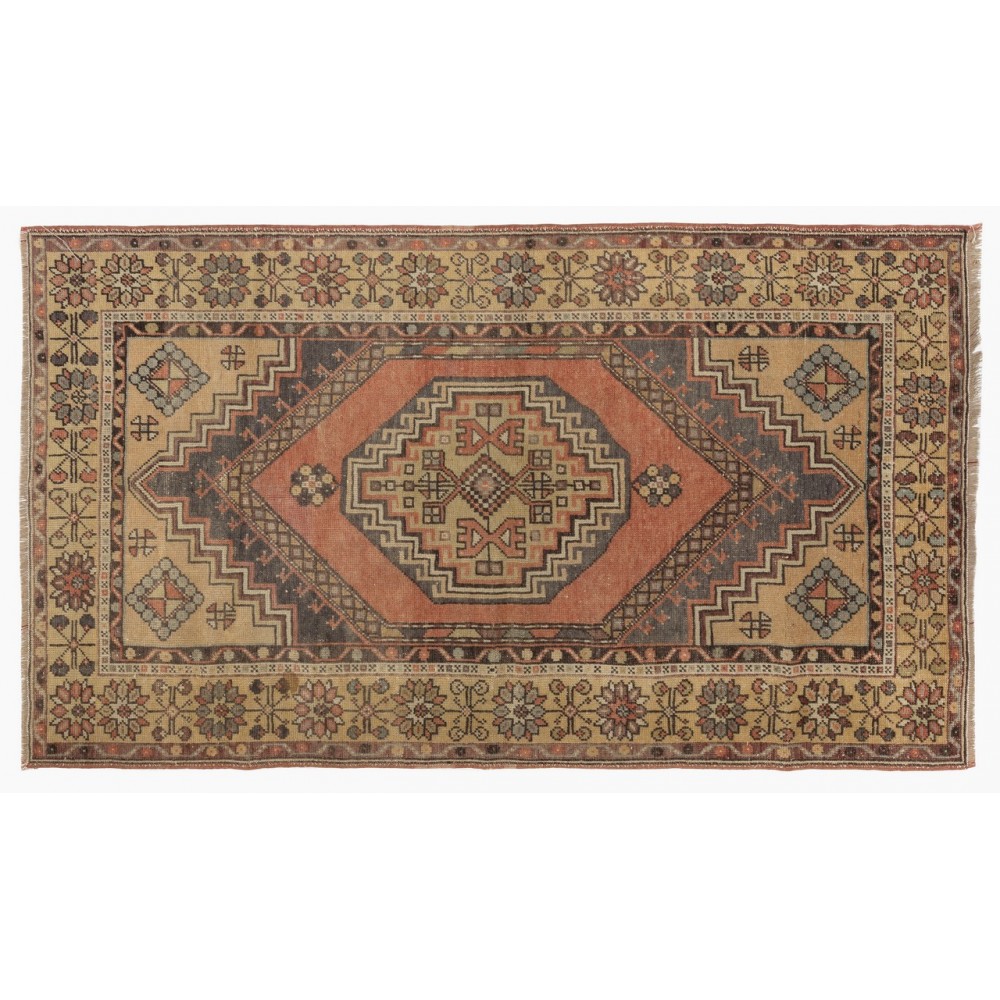 Vintage Oriental Rug Handmade Wool Carpet with Tribal Style