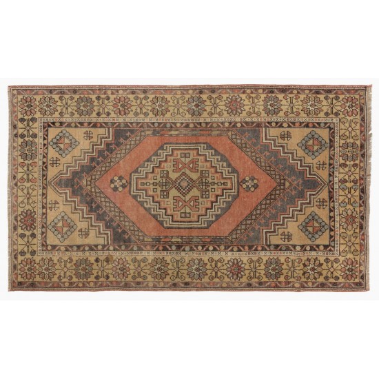 Beautiful Vintage Oriental Rug Handmade Wool Carpet with Tribal Style