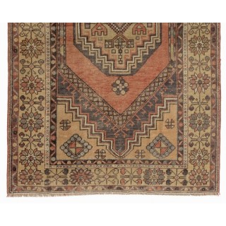 Handmade Vintage Turkish Village Rug with Geometric Medallion Design