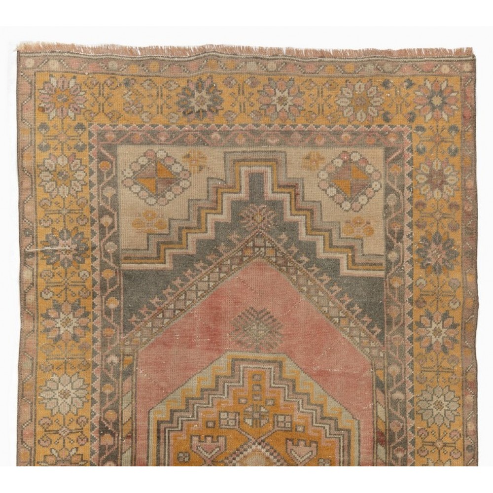 Handmade Anatolian Carpet, Multicolor Tribal Style Vintage Wool Rug