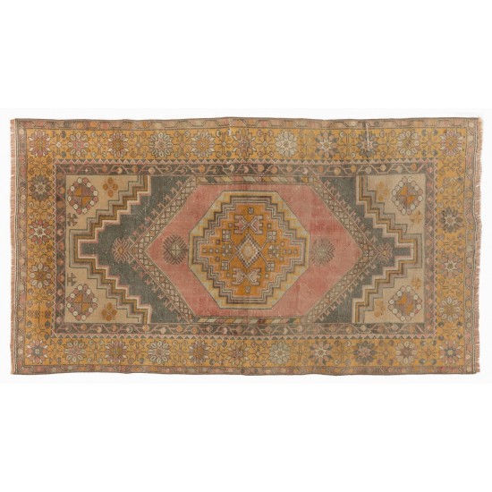 Handmade Anatolian Carpet, Multicolor Tribal Style Vintage Wool Rug