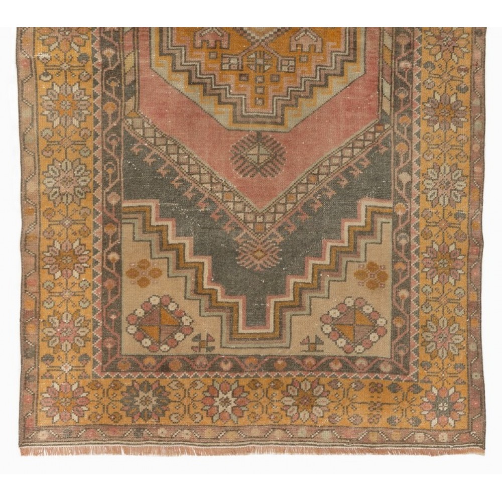 Handmade Anatolian Carpet, Multicolor Tribal Style Vintage Wool Rug