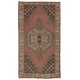 Hand-Knotted Vintage Turkish Village Accent Rug, Organic Wool Carpet