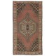 Hand-Knotted Vintage Turkish Village Accent Rug, Organic Wool Carpet