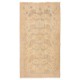 One of a pair Hand-Knotted Floral Design Vintage Turkish Accent Rug in Neutral Colors