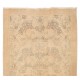 One of a pair Hand-Knotted Floral Design Vintage Turkish Accent Rug in Neutral Colors