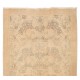 Hand-Knotted Floral Design Vintage Turkish Accent Rug in Neutral Colors