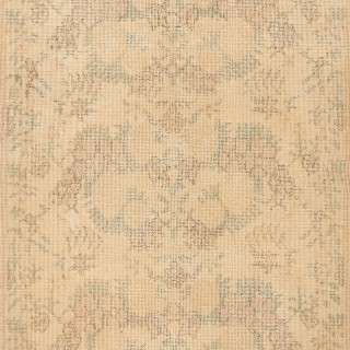One of a pair Hand-Knotted Floral Design Vintage Turkish Accent Rug in Neutral Colors One of a pair Hand-Knotted Floral Design Vintage Turkish Accent Rug in Neutral Colors