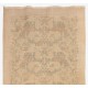Hand-Knotted Floral Design Vintage Turkish Accent Rug in Neutral Colors