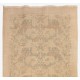 One of a pair Hand-Knotted Floral Design Vintage Turkish Accent Rug in Neutral Colors