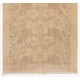 One of a pair Hand-Knotted Floral Design Vintage Turkish Accent Rug in Neutral Colors