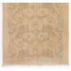 Hand-Knotted Floral Design Vintage Turkish Accent Rug in Neutral Colors