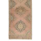 Vintage Central Anatolian Wool Runner Rug in Faded Coral and Light Blue