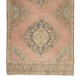 Vintage Central Anatolian Wool Runner Rug in Faded Coral and Light Blue