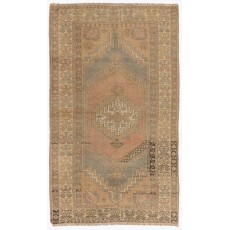 Vintage Hand-knotted Turkish Village Rug in Soft Colors, 100% Wool