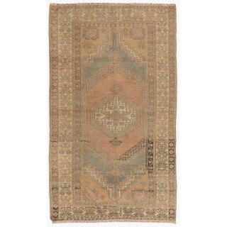 Vintage Hand-knotted Turkish Village Rug in Soft Colors, 100% Wool