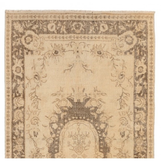 Hand-knotted Vintage Turkish Area Rug in Neutral Colors