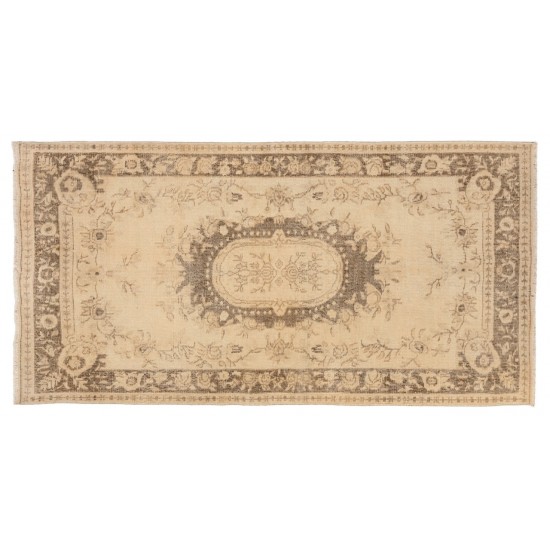 Hand-knotted Vintage Turkish Area Rug in Neutral Colors