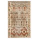 One of a kind Vintage Handmade Turkish Area Rug in Beige, Orange and Brown Colors, 100% Wool