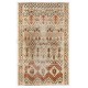 Antique Turkish Wool Rug. Geometric Design in Beige, Orange, Brown