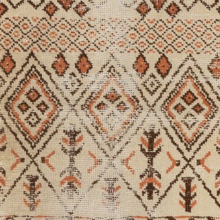 One of a kind Vintage Handmade Turkish Area Rug in Beige, Orange and Brown Colors, 100% Wool
