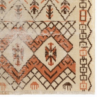 One-of-a-Kind Vintage Handmade Turkish Area Rug in Beige, Orange and Brown, 100% Wool One-of-a-Kind Vintage Handmade Turkish Area Rug in Beige, Orange and Brown, 100% Wool