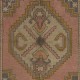 Vintage Hand-Knotted Turkish Geometric Medallion Rug in Blush, Ivory and Muted Green Vintage Hand-Knotted Turkish Geometric Medallion Rug in Blush, Ivory and Muted Green