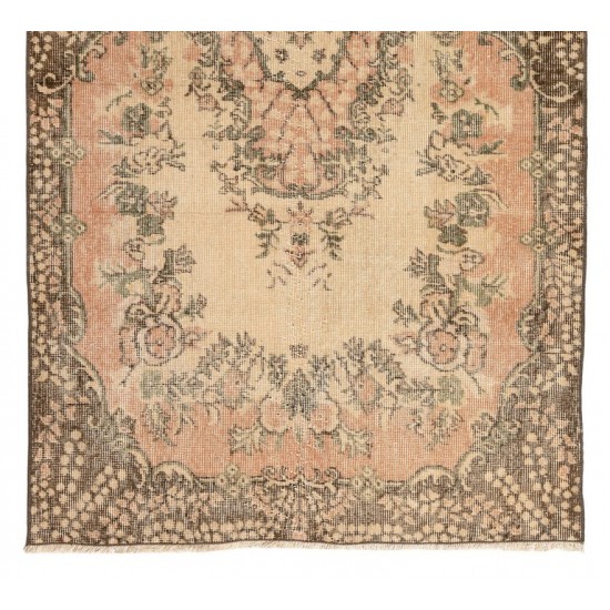 Authentic Hand-knotted Vintage Turkish Area Rug in Soft Colors