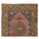 Vintage Hand Knotted Turkish Village Wool Rug with Medallion Design