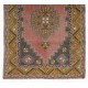 Vintage Hand Knotted Turkish Village Wool Rug with Medallion Design