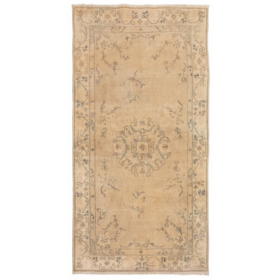 Handmade Vintage Art Deco Chinese Design Rug in Neutral Colors