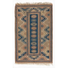 Vintage Soumak Turkish Accent Rug with Wool Pile