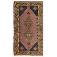 Hand-Knotted Vintage Anatolian Tribal Accent Rug, 100% Wool