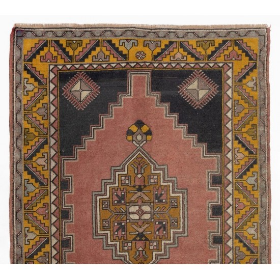 Hand-Knotted Vintage Anatolian Tribal Accent Rug, Home Decor Carpet