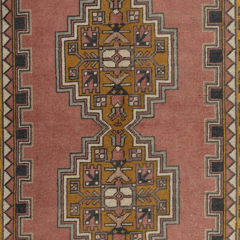 Hand-Knotted Vintage Anatolian Tribal Accent Rug, 100% Wool