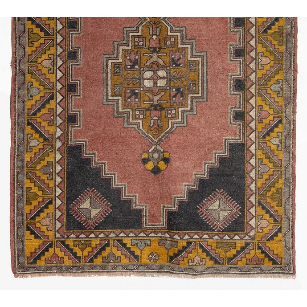 Hand-Knotted Vintage Anatolian Tribal Accent Rug, Home Decor Carpet