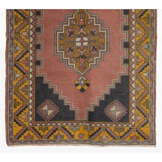 Hand-Knotted Vintage Anatolian Tribal Accent Rug, 100% Wool