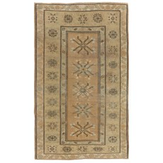 Authentic Handknotted Vintage Turkish Wool Rug with Geometric Patterned